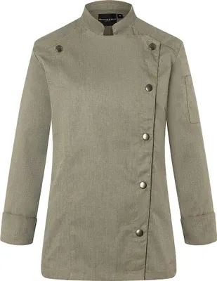 Produktbild von KARLOWSKY Damen Kochjacke JEANS-STYLE Druckknöpfe Moosgrün 36
