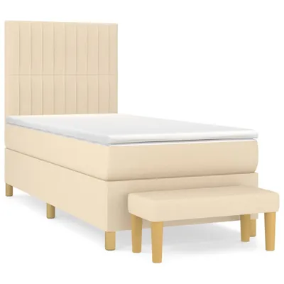 Produktbild von vidaXL Boxspringbett mit Matratze Creme 90x200 cm Stoff