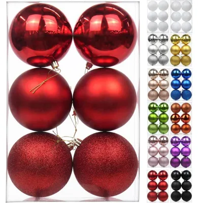 Immagine prodotto di Palline natalizie, diametro 10 cm, colore rosso, in plastica infrangibile, confezione da 6 pezzi
