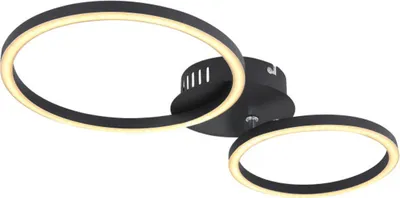 Produktbild von Globo Lighting Deckenleuchte Metall schwarz matt, Kunststoff opal, beweglich, 1 Ring DM:25cm, 1 Ring DM: 20,5cm, LxBxH: 490x247x72mm, inkl. LED 24W 230V, 2830lm Source, 900lm Output, 3000K
