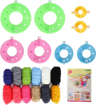 Produktbild von Pompom Maker Kits Bunte Fluff Ball Weaver DIY Wolle Garn Stricken Handwerk Geschenke