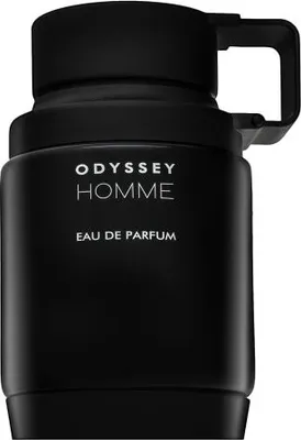 A black bottle of perfume.