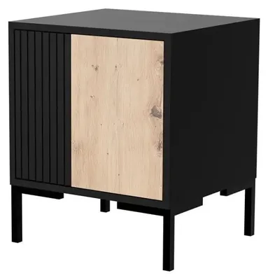 Obrázek produktu pro Cama Noční stolek 2ks MERCI 44x40x52,5 černý/dub artisan, Noční stolek, Černá, Dub, MDF, Dřevotřískové desky, 16 mm, 440 mm, 400 mm