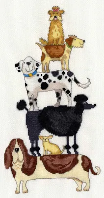 Produktbild von Auslaufmodell Bothy Threads Kreuzstich-Set "Hundestapel", 18x34cm, XKM2, Zählmuster