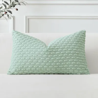 Productafbeelding van Kussensloop, corduroy, gestreept, lichtgroen, 30x50 cm, 1 stuk