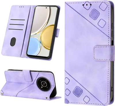 Produktbild von Hülle für Honor X9 /Honor X30 /Honor 40 GT/Magic 4 Lite Prägung Flip Leder Brieftasche Schutzhülle mit Ständer Lila