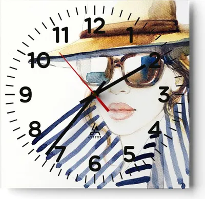 Produktbild von Wanduhr - Quadrat - Glasuhr - Frau Gesicht Lippen - 40x40cm - Schleichendes Uhrwerk - Lautlos - zum Aufhängen bereit - Dekoration Modern - Wanddekoration aus Glas - C4AC40x40-3957