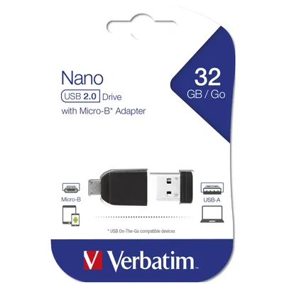 Produktbild von Verbatim USB 32GB 3/10 NANO OTG +1mAd black