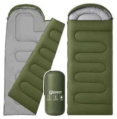 Obrázek produktu pro Spací pytel, mumie, lehký, s kapucí, pro outdoorové kempování, prošívaný, TRAIL10, khaki zelená
