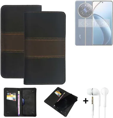 Produktbild von K-S-Trade Handyhülle + Kopfhörer kompatibel mit Realme 12 Pro 5G Schutzhülle Walletcase Bookstyle Tasche Schutz Case Hülle Wallet Cover Kunstleder