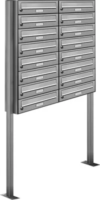 Produktbild von 16er Edelstahl Stand Briefkasten Anlage Freistehend