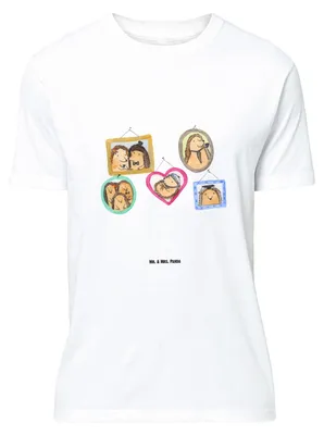 Produktbild von Mr. & Mrs. Panda Größe L T-Shirt Igel Familie - Weiß - Geschenk, Tshirt, Bilder, Muttertag, Liebe, mit Spruch, Shirt