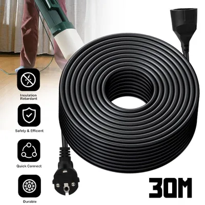 Image de Rallonge d'extérieur 30 m, 16 A, câble caoutchouté professionnel, 250 V, câble d'alimentation d'extérieur IP44