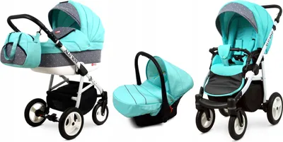 Produktbild von BabyLux® Alu Way | 3in1 Kinderwagen Set | Mint | Kombikinderwagen | Kinderwagenset | Buggy + Bab
