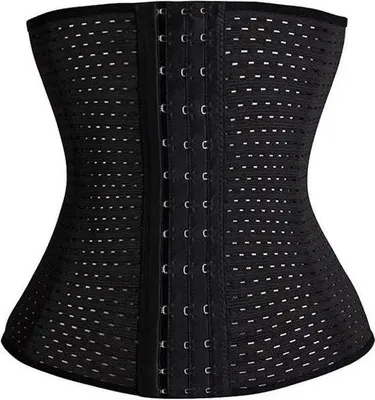 Obrázek produktu pro Unyqoos® Korzet pod prsa – vysoký tvarující pás (25 cm) se 3 řadami zapínání na háčky, ohebnými ocelovými výztuhami, modelující efekt, černá barva, velikost S