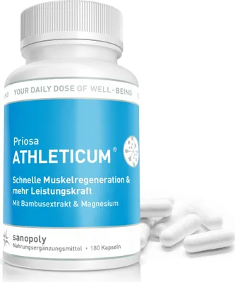 Produktbild von Sanopoly Priosa® Athleticum | 180 Kapseln | mit Bambusextrakt & Magnesium | vegan