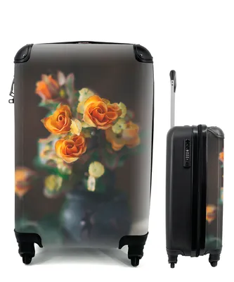 Produktbild von MuchoWow® Koffer Handgepäck Trolley Rollkoffer Kleine Reisekoffer mit 4 Rollen - Rosen - Orange - Blumen - Cabin Size < 55x40x23 cm & 55x40x20 cm - Fotokoffer - Kabinenkoffer - Boardgepäck - Reise-Box - Reisekoffer - Reisegepäck - Koffer mit Bild - Trolley für Kinder