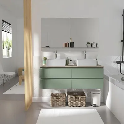 Produktbild von Sorrento Doppelwaschtisch 120 cm + Armatur + Spiegel