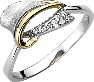 Produktbild von Ring aus 925 Silber bicolor vergoldet eismatt mit 8 Zirkonia Fingerring Damen Innenumfang 60mm  Ø19.1mm
