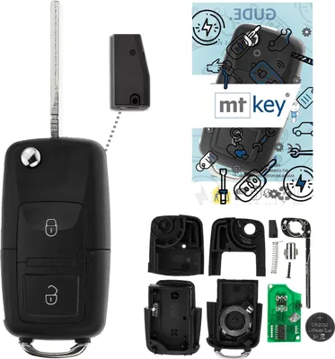 Produktbild von MT-KEY Funk Schlüssel 434MHZ ID44 HU66 Klappschlüssel kompatibel mit Seat Arosa 6HS 01-04 433MHZ 1J0959753AG Fernbedienung