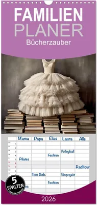 Produktbild von Familienplaner 2026 - Bücherzauber mit 5 Spalten (Wandkalender, 21 x 45 cm) CALVENDO