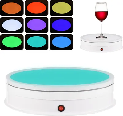 Produktbild von 30 cm/11,8 Zoll motorisierter drehbarer Displaystaender mit RGB-Licht-Displaybasis 360¡ã drehbarer elektrischer Fotografie-Drehteller fuer Produktdisplays Live-Videoshows 60 kg Tragkraft Geraeuscharm mit Fernbedienung