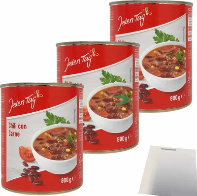 Produktbild von Jeden Tag Chili Con Carne Fertiggericht 3er Pack (3x800g Dose) + usy Block
