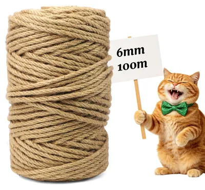 Jute-Tau Naturfaser 6 mm x 100 m für Kratzbäume