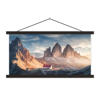 Produktbild von MuchoWow® Textilposter Haus - Berge - Landschaft 120x60 cm mit schwarzem Rahmen - Dekoration Schlafzimmer