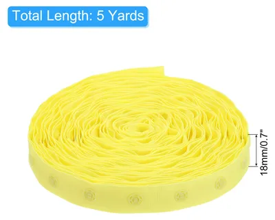 Image de 5 Yard Ruban š€ Boutons-Pression pour la Couture, Bande de Boucles de Fixation de Garniture de Bouton-Pression en Coton pour l'Artisanat de Bricolage de Tissu de Všºtements, Jaune