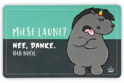 Produktbild von Pummel & Friends Brettchen Grummeleinhorn – Miese Laune? Nee, danke. Hab noch. Frühstücksbrettchen aus Resopal
