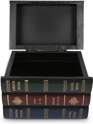 Produktbild von Dekorative Aufbewahrungsboxen in Buchoptik, Metallverschluss, 3er-Set, für Bücherregal