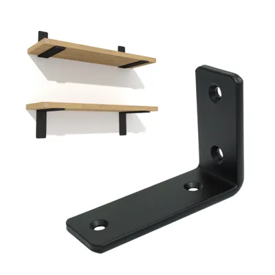 Produktbild von Schwarze L-Winkelhalterung für Möbelregal 100 x 70 x 38 mm, 2 Stück
