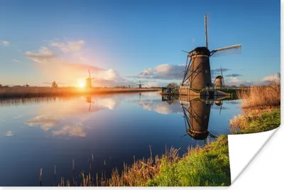 Produktbild von MuchoWow® Poster Windmühle - Wasser - Sonne 120x80 cm - Bilder