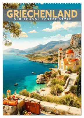 Produktbild von Griechenland - Old School Poster Style (Wandkalender 2027 DIN A2 hoch), CALVENDO Monatskalender