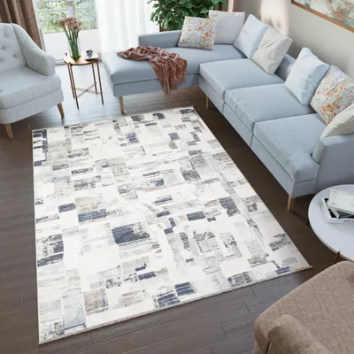 Image de Tapis RIVIOLI Design moderne Beige Blanc Salon 160 x 225 cm