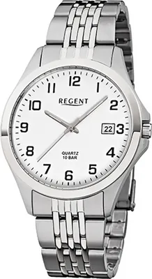 Produktbild von Regent Stahl Herren Uhr F-916 Quarzuhr Armband silber grau D2URF916
