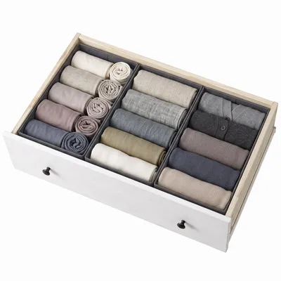 Produktbild von Aufbewahrungsbox Schubladen Organizer aus Vliesstoff Faltbare Aufbewahrungsboxen 3er-Set 20,5 x 41 x 11 cm für HEMNES 160 ohne Fächer für Kleidung
