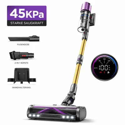 Produktbild von Ultenic U20 Mopper Akku-Staubsauger 60 kPa, 2-in-1 Saugen & Wischen, 60 Min Laufzeit, Green Eye LED, Anti-Haar-System, Gold/Schwarz