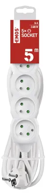 Image de Câble d'extension - 5 prises, 5m, 3×1.5mm2, blanc 70073