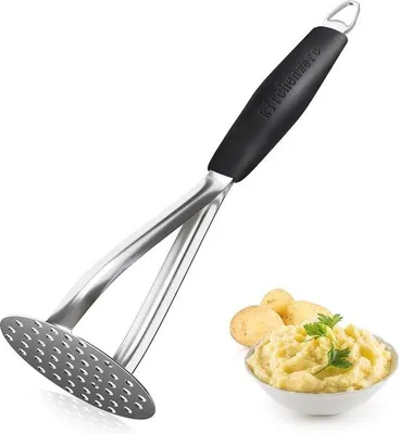 Productafbeelding van Aardappelstamper en Groentestamper van RVS met Rubberen Handgreep
