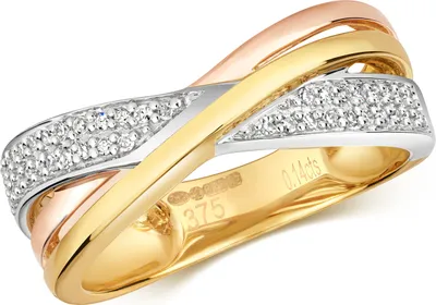 Image de Bague Crossover Femme Or 3 Couleurs 375/1000 et Diamant Brillant 0.14 Carat GH - SI, 58 (18.5); TRS31829RSQ