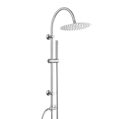 Produktbild von JOHO Regendusche Duschsystem ohne Armatur, Edelstahl Duschset mit Rund Kopfbrause XL D25cm, Vintage U-förmige Duschstange Chrom