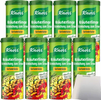Produktbild von Knorr Kräuterlinge Gartenkräuter 8er Pack (8x60g Streuer) + usy Block