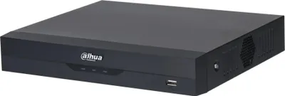 A black Dahua NVR device is shown from a diagonal angle against a white background.