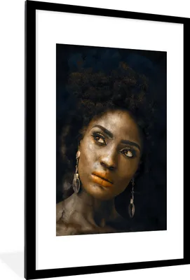 Produktbild von MuchoWow® MuchoWow® Gerahmtes Poster Frauen - Farben - Ohrringe 60x90 cm - Poster mit zchwarzem Bilderrahmen - Dekoration - Wandposter Wohnzimmer - Hochwertig