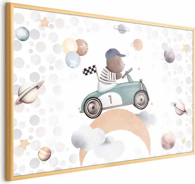 Produktbild von Posterpapier Poster - Bear in a Race Car 42x29.7 cm Für Kinder e-C-10064-ao-a