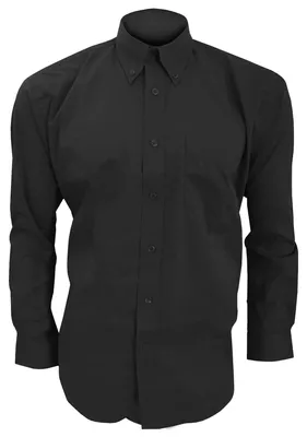 Produktbild von Kustom Kit Corporate Oxford Herren Hemd, Langarm FK409 (15.5 Zoll) (Schwarz)