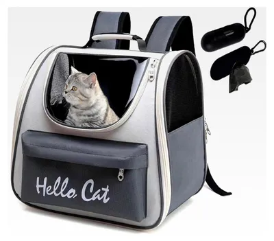 Produktbild von Katzenrucksack, Tragbarer Haustier-Rucksack für Hunde und Katzen, Transporttasche mit 2 Hundekotbeuteln, Atmungsaktiver Rucksack für große Katzen und kleine Hunde