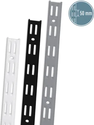Produktbild von 10er Set Wandschienen 2-reihig Raster 50 mm, Farbe:Silbermatt, Abmessung:50 cm